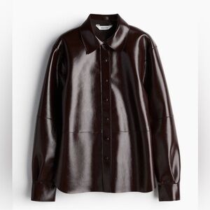 H&M Coated Shirt Long Sleeve Limited Edition Small Burgundy